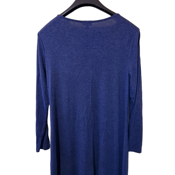 NWT Spense navy blue long-sleeve crew-neck ruffled long dress - Picture 6 of 15